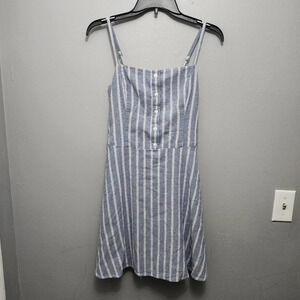 Hollister women's mini dress size M stripped blue and white smocked back